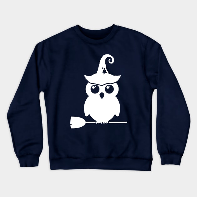 Adorable Witch Owl On Her Broom Crewneck Sweatshirt by ybtee